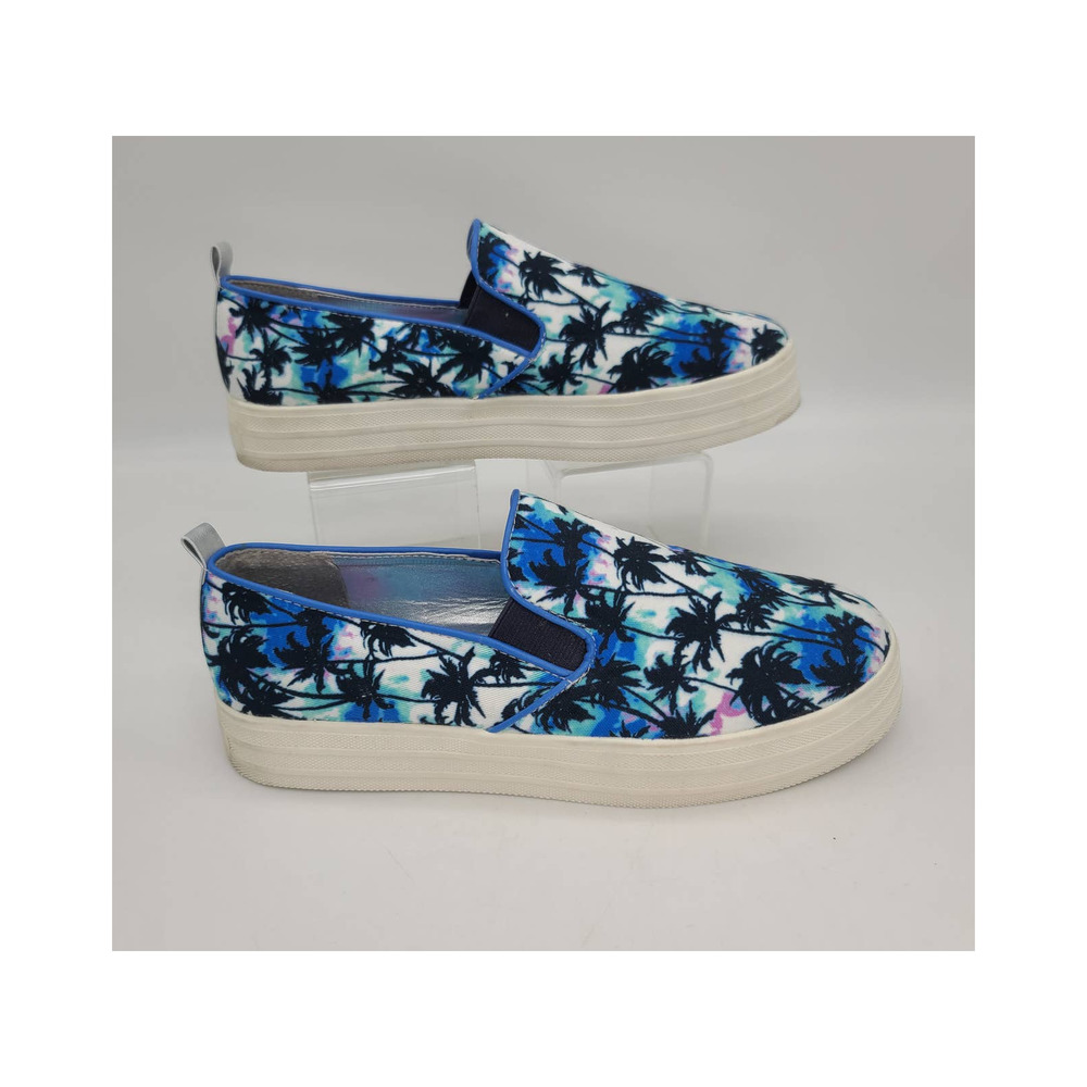 Juicy Couture Nicky Blue Palm Tree Platform Slip-On Sneakers Size 8 1/2 M - Picture 4 of 8